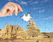 Puzzle of nature landscape with clouds