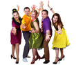 young dancing people in bright colour wear