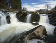 Time lapse view of rocky waterfall