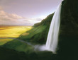 Time lapse view of waterfall over cliff