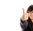 woman showing thumbs up