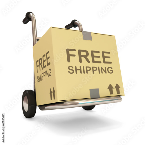 Illustration: Hand truck with a box on white background Hand truck with a box on white background