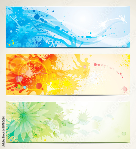 Vector: Set of watercolor style header banners. Set of watercolor style header banners.