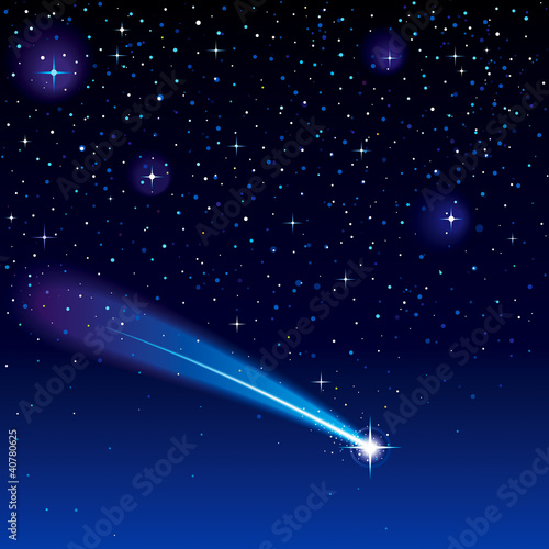 Vector: Shooting star going across a starry sky. Shooting star going across a starry sky.