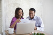 Couple paying bills together