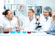 Young scientists working in laboratory