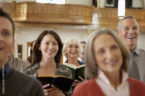 Photo: Congregation singing together in church Congregation singing together in church