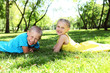 Foto: Little friends in the summer park Little friends in the summer park