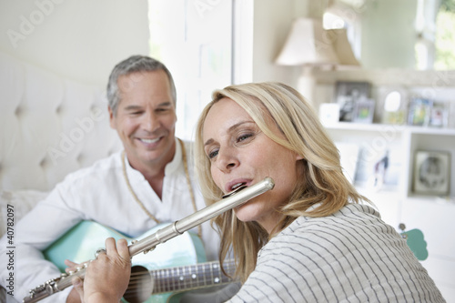 Photo: Older couple playing music together Older couple playing music together