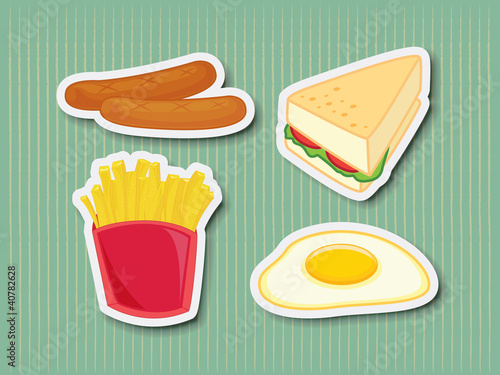 Vektor: Fast food stickers Fast food stickers