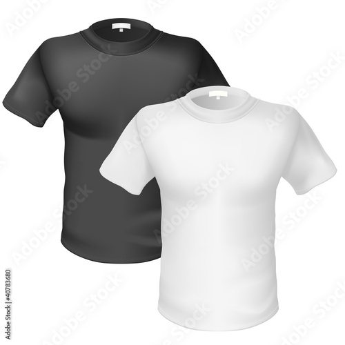 Vector: Black and white T-shirt Front View Black and white T-shirt Front View
