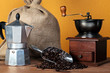 Caffettiera coffee beans and grinder