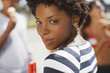 Close up of smiling woman?s face outdoors