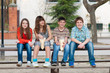 Teenage boys and girls having fun outdoor