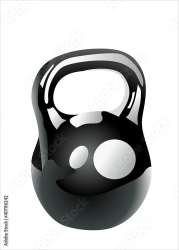 Vector: black iron kettlebell for weight training isolated on white black iron kettlebell for weight training isolated on white
