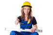 Frau mit Wasserwaage - woman with level