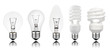 Five Lightbuls with Reflection Isolated on White Five Lightbuls with Reflection Isolated on White