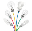 Ideas - Lightbulbs attached to colored cables