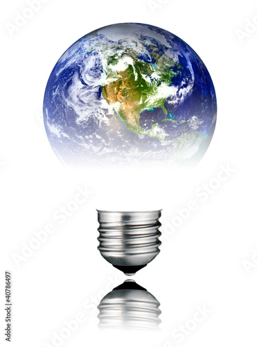 Photo: Lightbulb World Shape - America, USA Lightbulb World Shape - America, USA