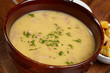 Chicken creamy soup with croutons Chicken creamy soup with croutons