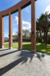 modern bricks house,  patio with columns