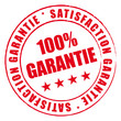 Satisfaction garantie à 100%. Tampon rouge.