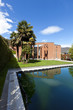 modern bricks house, surrounded by nature