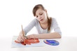 Photo: Girl drawing color flower Girl drawing color flower