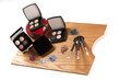 Maquillaje: Sombras de ojos y pinceles sobre paleta.