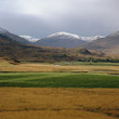 Grassy fields in rural landscape