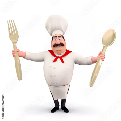 Illustration: Happy chef with spoons Happy chef with spoons