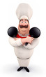 Happy chef with pan