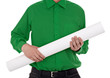 man in shirt holding blank sign