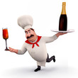 Happy chef with drink