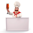 Happy chef with sign