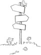 Signpost sketch with small bird Signpost sketch with small bird