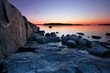 Beach rocks in early spring morning
