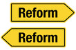 2 Pfeilschilder gelb REFORM