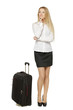 Full length of thinking business woman