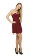 Full length of attractive young female in dress posing
