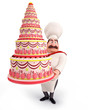 Smiling Chef decorating cake
