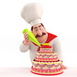 Chef decorating cake