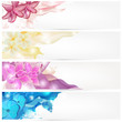 set of abstract headers with floral decorations