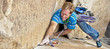 Rock climber struggelling
