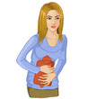 Woman with stomach issues