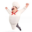 Happy chef with big jump