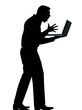 one business man silhouette computing computer laptop angry disp