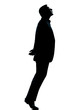 one business man silhouette tiptoe looking up