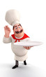 chef holding noodles plate