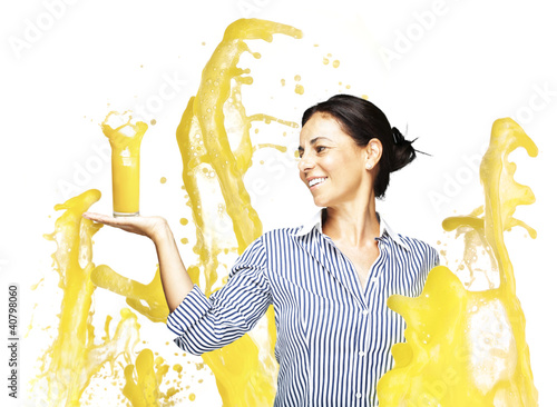 Photo: woman with orange splash woman with orange splash